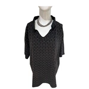 Liz Golf Liz Claiborne collared Black white lines with dots sz‎ 3X